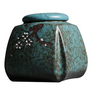 密创意茶陶瓷茶叶罐家8066-TCC用古方形茶仓小号复粗陶封存储物缸