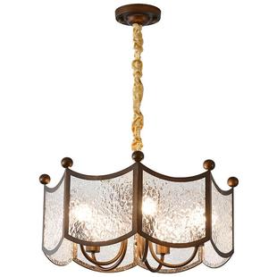 美厅法式复古风卧室吊灯玻璃花纹餐厅洋南中古风客主灯新中灯式具