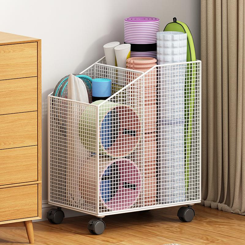 瑜伽垫收纳筐家用健身器材收纳架带轮运动器材收纳夹缝置物架