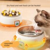 猫咪恒温加热饮水机酸奶机饮水器冬季 罐头猫喝水碗宠物不锈钢水碗