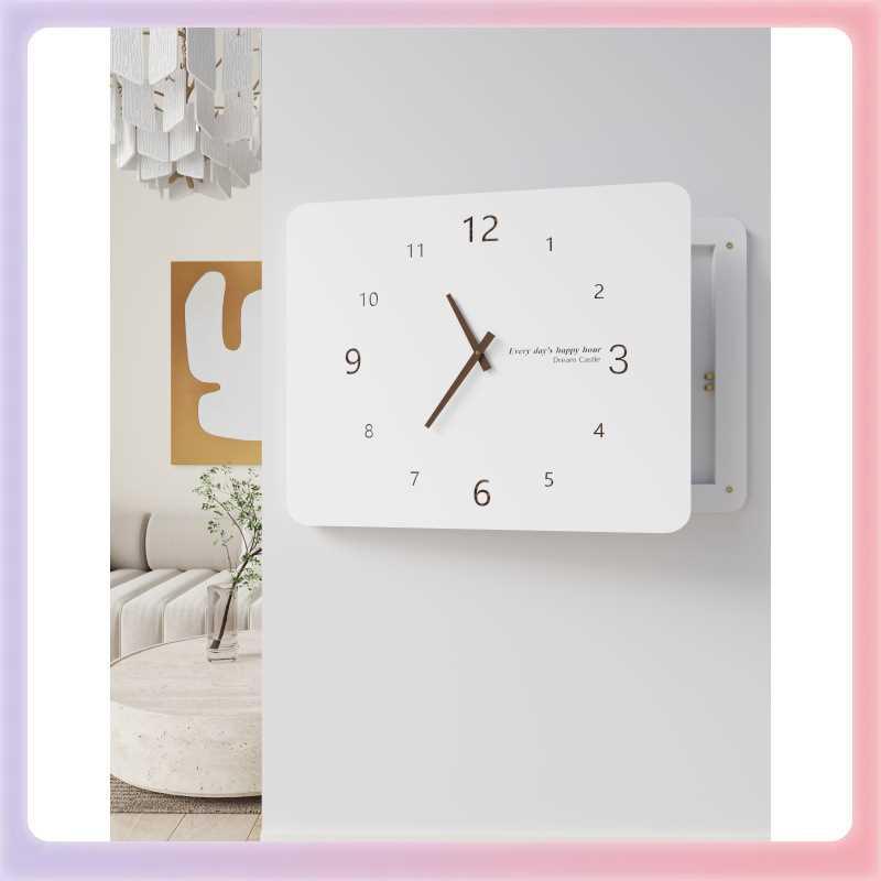 ?电表箱装饰画带钟表实木简约挂钟电闸配电箱遮挡时钟免打孔遮丑