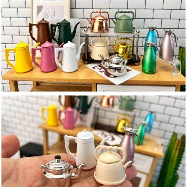 迷你水壶 覆古茶壶 保温壶 烧水壶娃娃屋厨房模型摆件拍摄道具