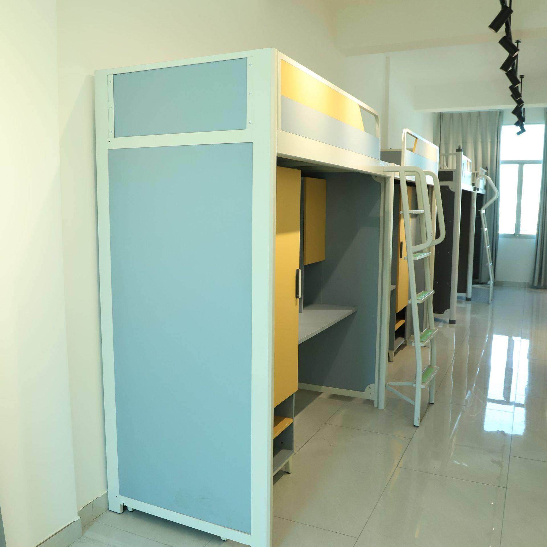 招标上床下桌大学生宿舍钢木床组合式书桌带衣柜床学校公寓单人床