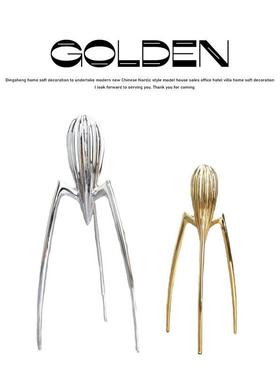 创意八爪章鱼摆件现代简约金银色外星人摆件样板房间客厅软装饰品