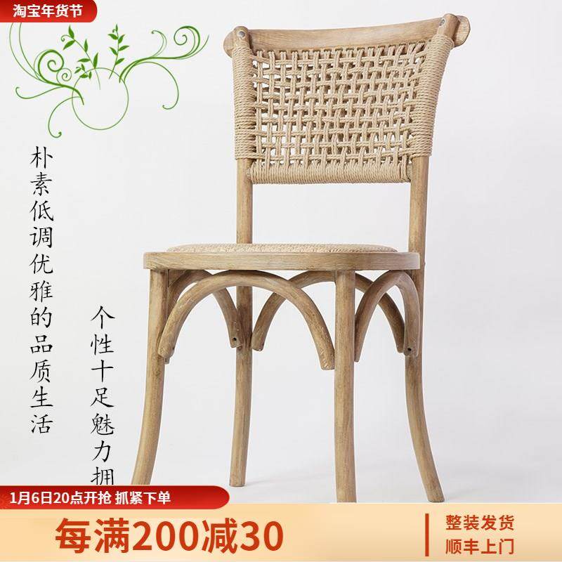 复古风实木餐椅靠背椅家用法式做旧餐桌椅乡村风情餐饮商用椅子,住宅家具,餐椅,淘宝优惠券,粉丝福利购,淘宝优惠卷