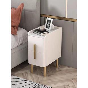 全实木岩板皮质床头柜极简约现代迷你卧室智能网红轻奢超窄床边柜
