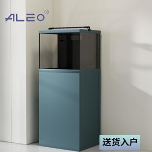 现代极简家用客厅小型超白底过滤背部溢流小方缸生态水族箱