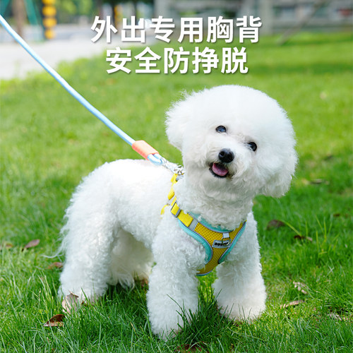 夏季狗狗胸背带背心式外出遛狗绳小型犬牵引绳比熊P绳P链宠物用品