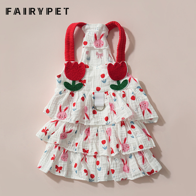 小型犬比熊柯基狗狗衣服春夏薄款公主吊带裙防掉毛防晒背心可牵引