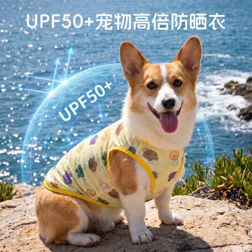 宠物背心夏季防晒透气薄款狗狗衣服居家放掉毛可爱卡通网纱空调服