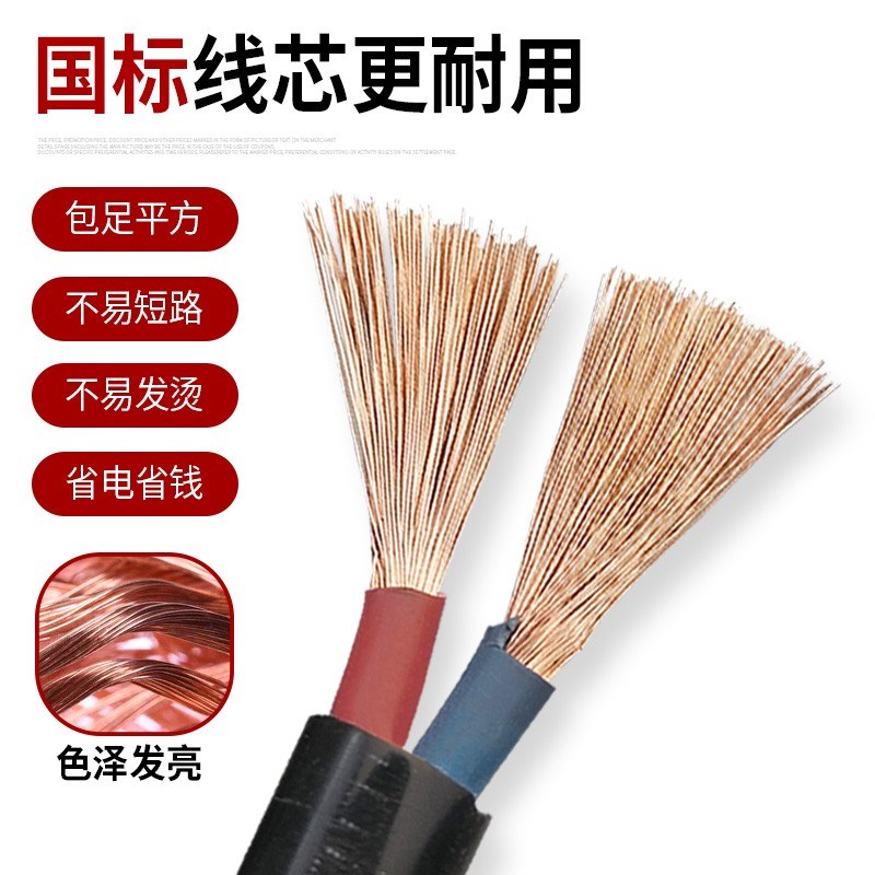 国标电线软线2芯1.52.5 4 6平方户外防冻护套线电源线电缆线100米