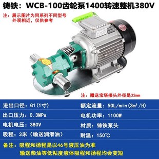 WCB齿轮泵液压油泵小型高粘度电动高压抽油泵机柴油自吸齿轮油泵