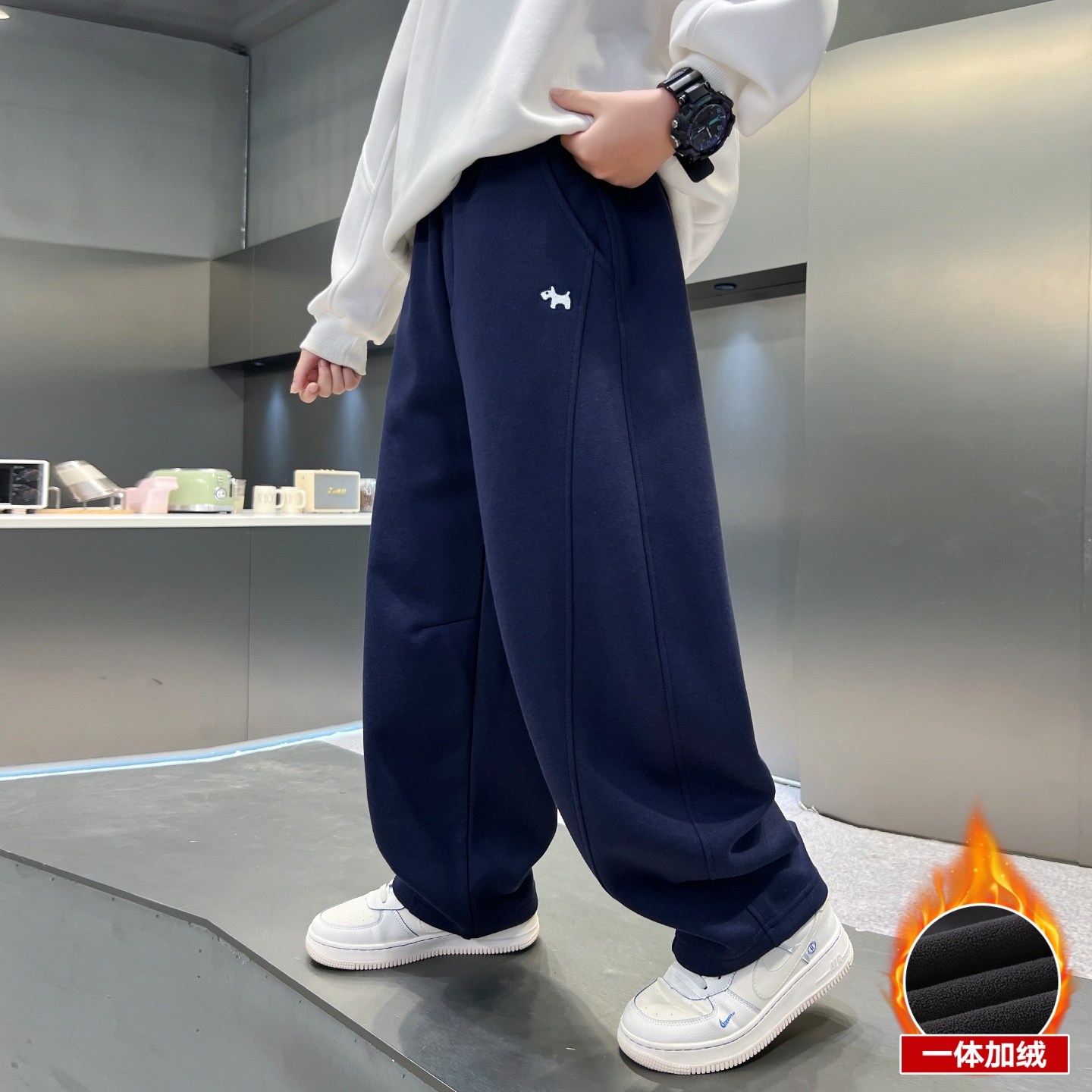 男童加绒裤子秋冬休闲裤2025