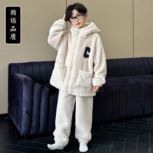儿童装男童睡衣秋冬款加绒