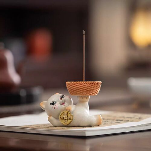 招财猫【不落灰香插】招财摆件