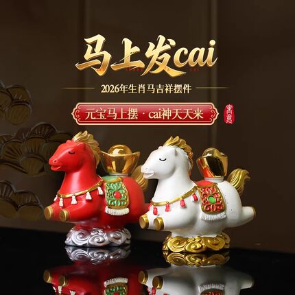 创意马上有钱新中式招财马年生肖摆件家居桌面办公室装饰生日礼物