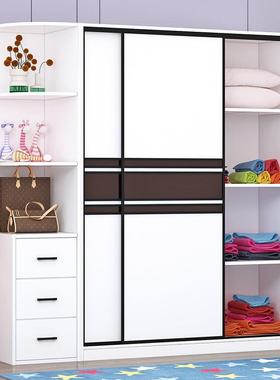 衣AL-22860柜拉现门实木板式代简约衣柜推简易收柜储物柜经济型家