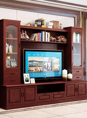 电视背景ISM柜实木中式柜多功能家全套组墙柜子客具厅新款现代合