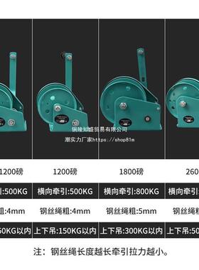 手摇绞降盘双向自锁手动车家用小型绞牵引机卷扬OHJ机摇手升器吊