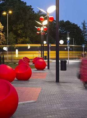 玻璃钢球形座息椅户外休闲坐凳商场美陈休公71257园地产景观区组