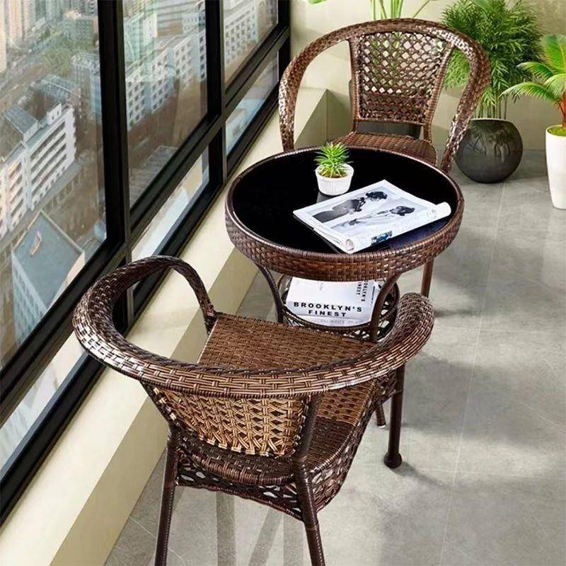 露台藤椅外庭院会议洽谈件组合阳台藤椅三套多户层闲圆桌CZO休小