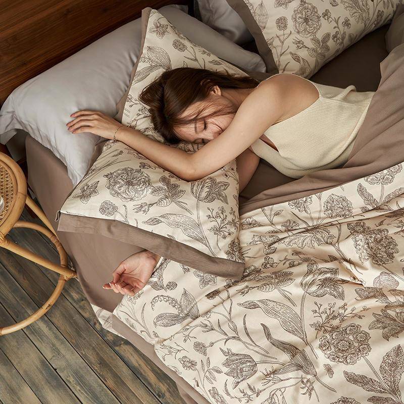 高端件加厚磨毛冬季四套全棉纯棉床单被套古美QDS式复风风秋冬季