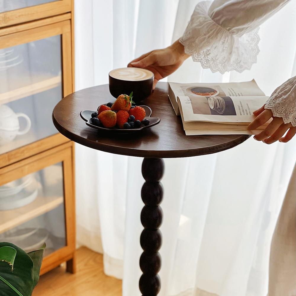 法式边GTH复古美式木小茶几客厅沙发角几几实床头桌阳台休闲桌子