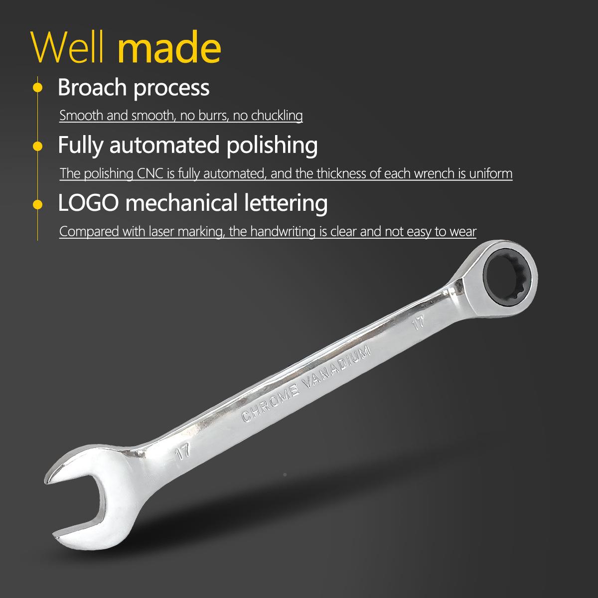 12pcs面两用轮扳YCS手镜7棘用2齿两棘轮扳手专业的汽修工具