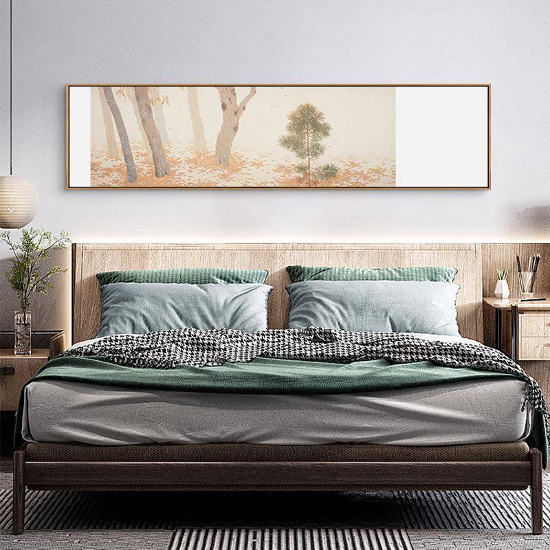 落叶知秋森日式林挂画室床头横条壁QR202111画客卧秋天风景厅图装