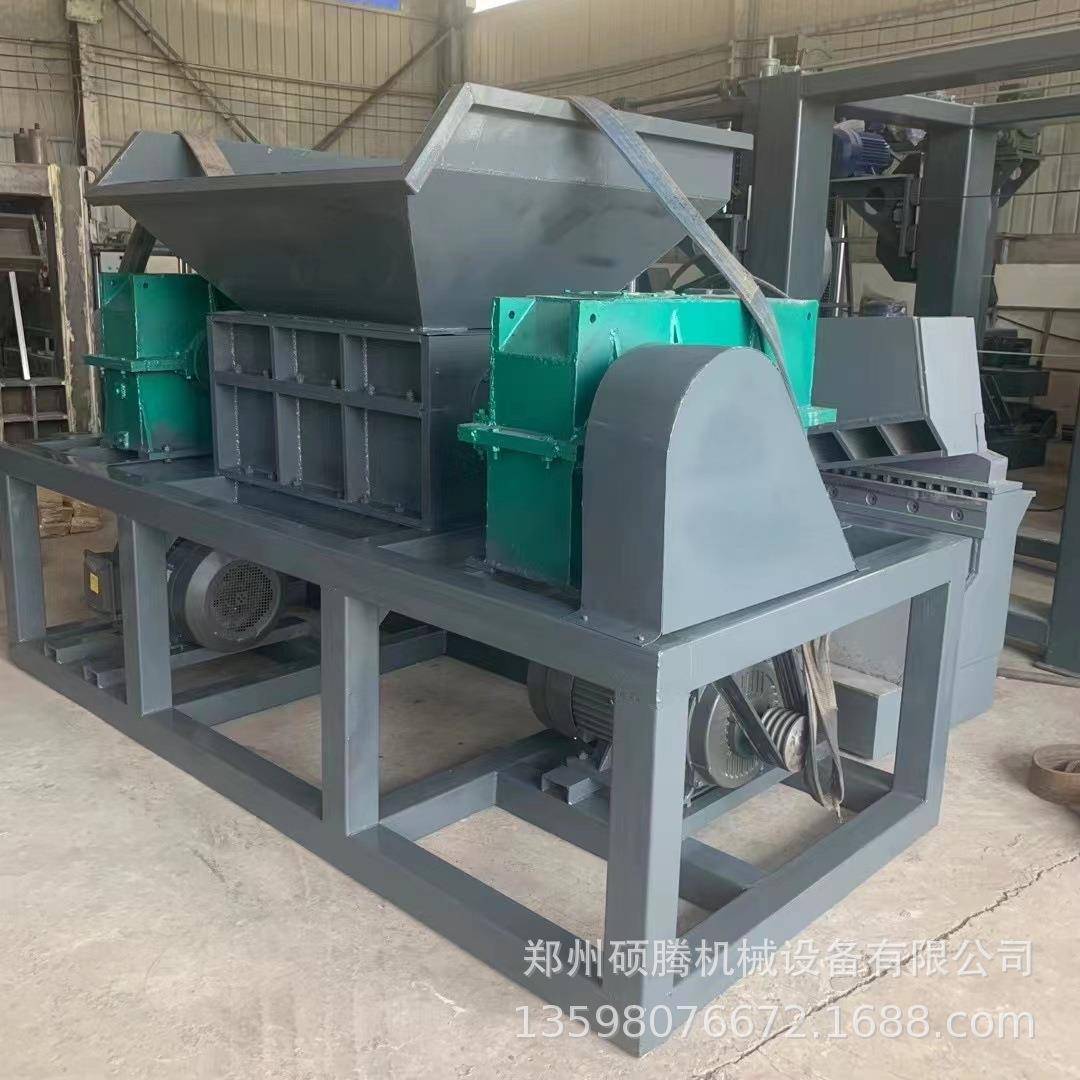 小型单双钢轴废铁撕碎机厂家汽车轮毂破碎机废断桥铝塑钢撕512碎