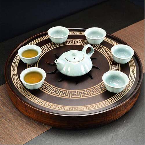 茶盘家用竹制小型茶台托盘排水储水式干JOR泡茶具椭圆形沥茶盘茶