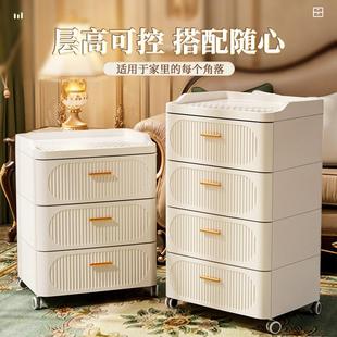 800柜子卧室奶油风 抽屉柜床头柜收纳家用客厅多层五轻奢储物8004
