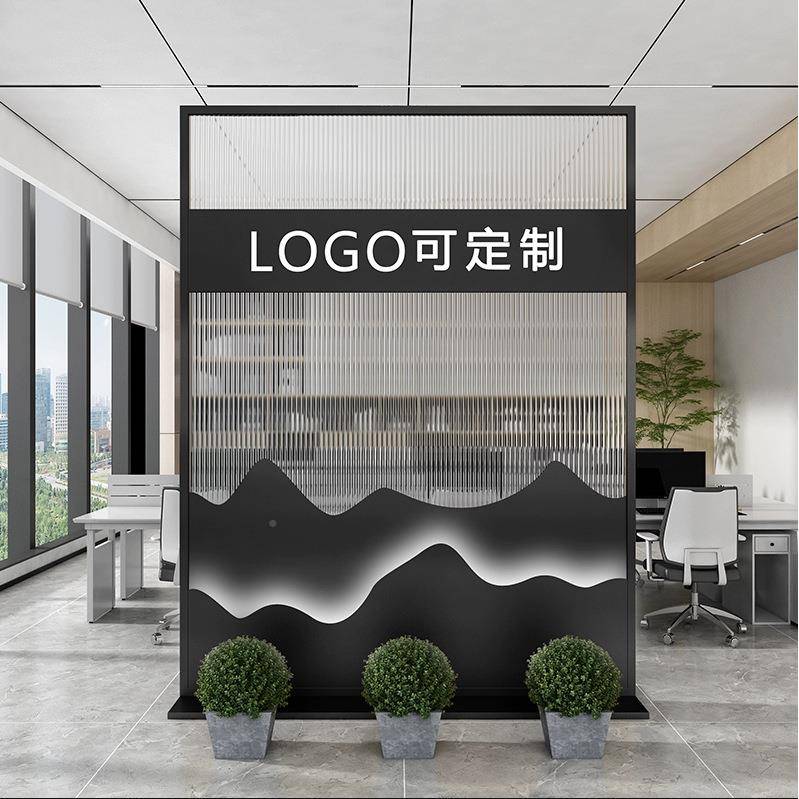 简约办公室屏隔风断MS-2686板铁艺玄关入户公司前形台进门挡装饰