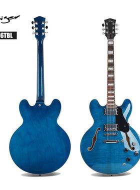 厂22品爵士IXH摇电吉他家椴木纹虎贴皮复古爵双士电吉他跨境一件