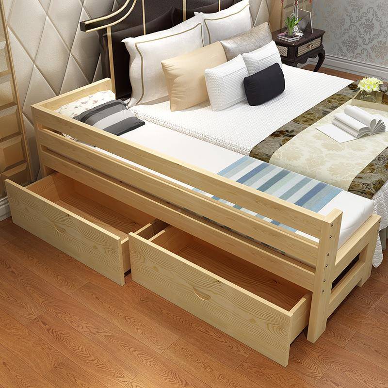 婴儿接床延伸边带抽屉实木儿童延大床宝宝简易加床宽护栏CXB拼床