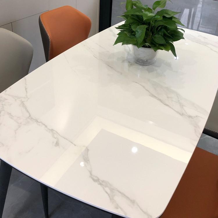 意轻式奢岩家板餐桌椅组合06h用小户型现餐代简约长方形饭桌岩板