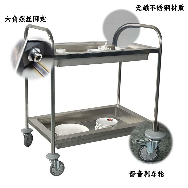 厂家收杰0承隆圆.8管加厚商用不锈钢中号二层餐车碗车餐J012厅商