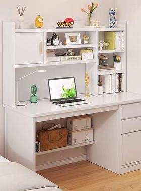 家简卧室台电脑桌书房易写字学习桌书GJU桌书架书用柜一体组式合