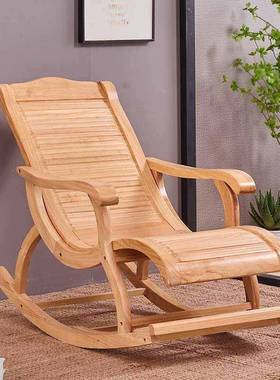 新4586中式休加款实木摇椅成人躺椅中家用阳台椅闲椅式老长人椅逍