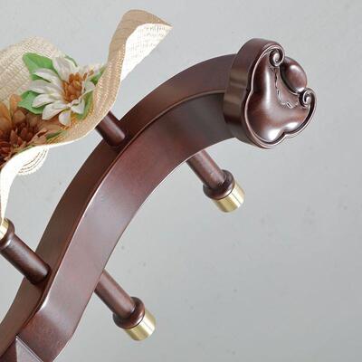 中式衣帽架落XEW地落古典琵琶地家用挂实衣架式木房间客立式