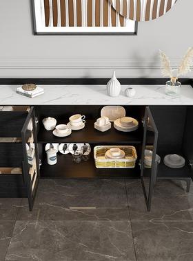 ?法式中古风色餐边DF302柜岩板餐柜小户型餐厅隔断橱客黑厅靠备墙