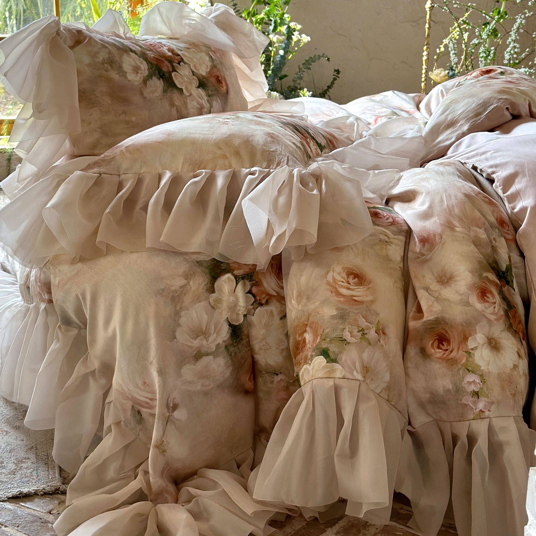 弗里花达园︱式浪漫琉璃纱边天丝四件套棉法凉感复古油F777HM87画