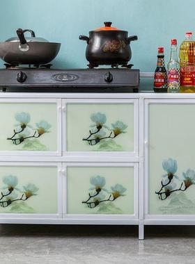 碗柜柜家台用厨柜简橱易柜储物子餐边茶水柜灶柜厨房收YPN纳柜铝