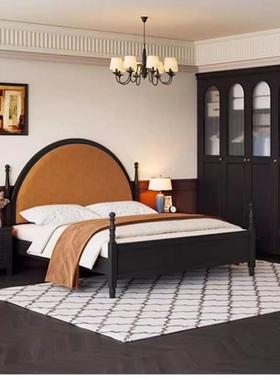 美式古公主实木床复现代简约轻HFR奢包床黑色1.5米1.8卧主双人大