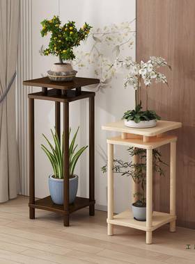 一体摆件置物架木花架34650新中式室落花台内花盆实架客厅吊地兰