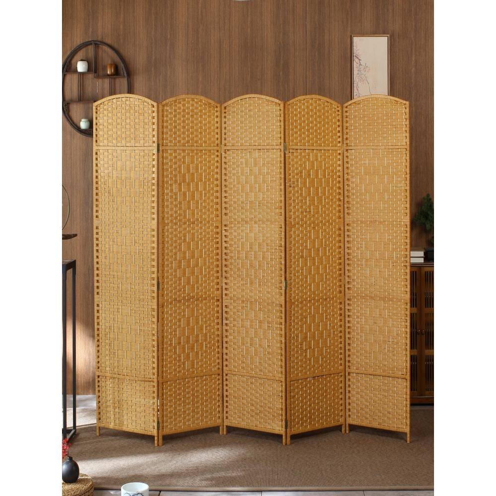 ?屏草编屏风隔断酒店Fh($%p&a玄关客厅卧遮挡室家用折简易折叠动