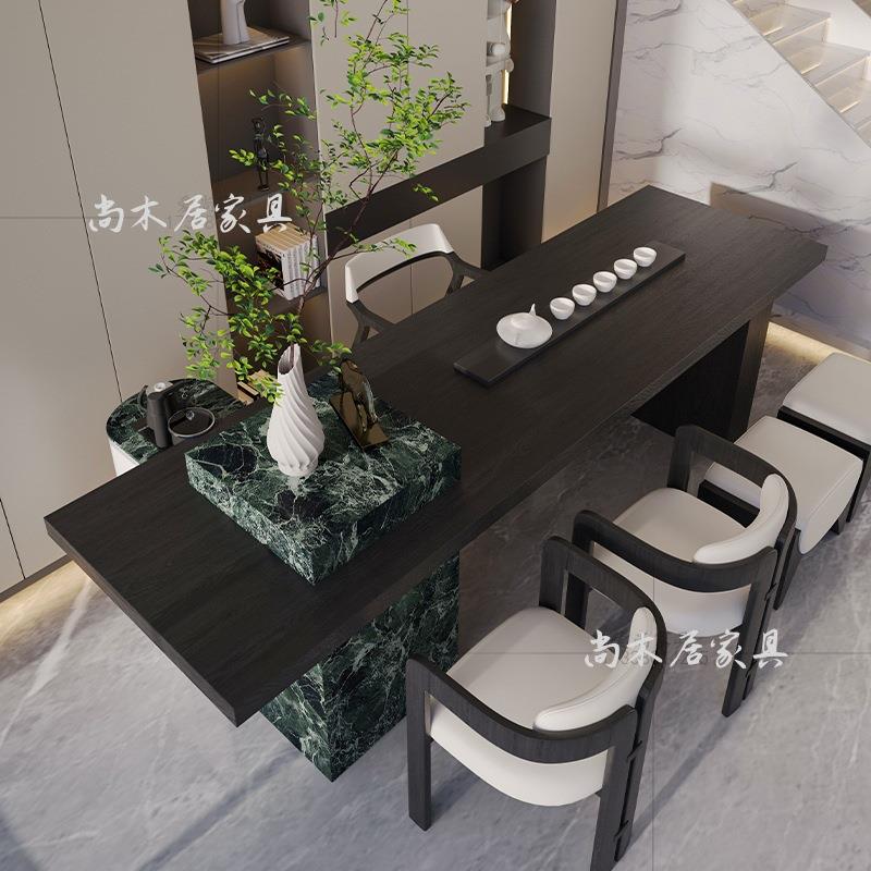 新中式桌椅组CZ-009合岩轻奢意式茶台现代简板约茶茶室茶几设计师