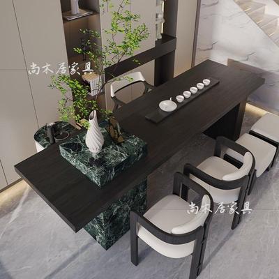新中式桌椅组CZ-009合岩轻奢意式茶台现代简板约茶茶室茶几设计师