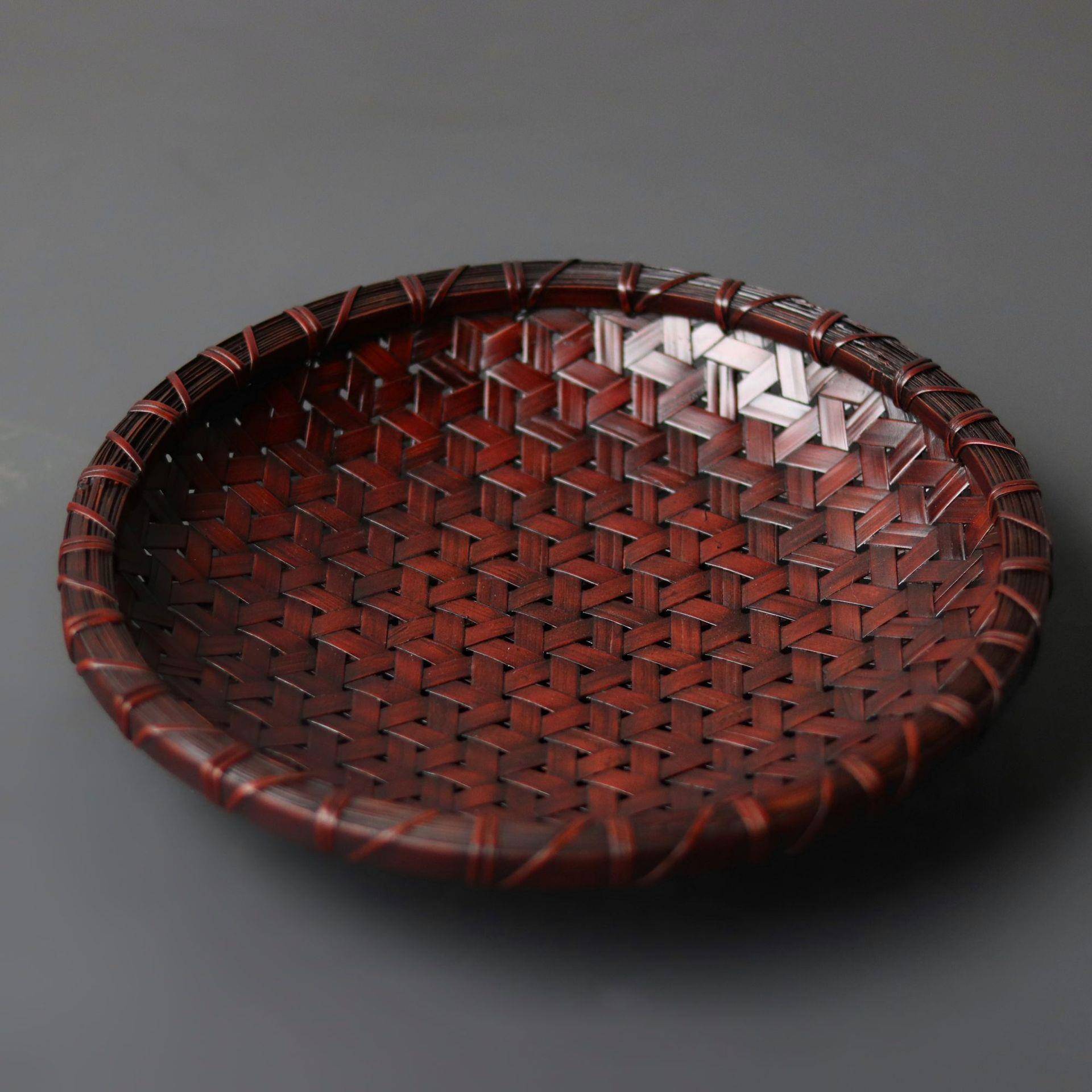 复古手盘工XOO竹编收纳篮子竹子编织果点心民茶台宿收桌面纳