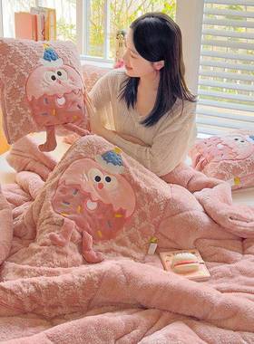 手车提抱枕18801卡曲奇加厚秋冬两用载办公室午睡枕通被头折叠二